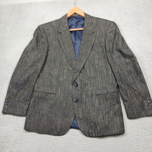 C&R Clothiers Men's 42S Roma Model Blazer Wool Silk Cashmere Blend Navy Textured